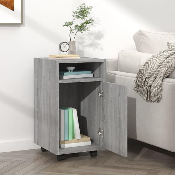 vidaXL skab med hjul 33x38x60 cm konstrueret træ grå sonoma-eg