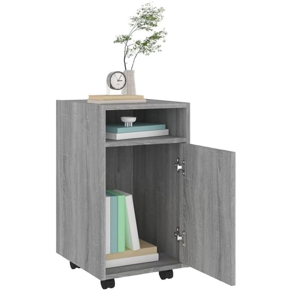 vidaXL skab med hjul 33x38x60 cm konstrueret træ grå sonoma-eg