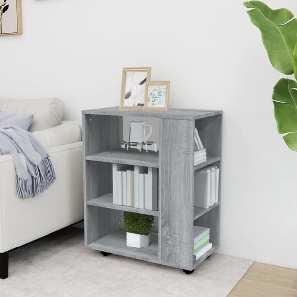 vidaXL skab med hjul 60x35x75 cm konstrueret træ grå sonoma-eg