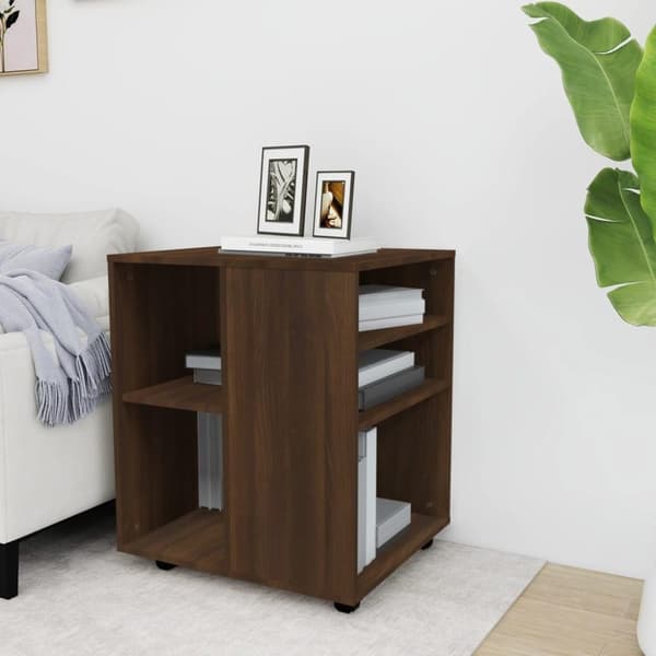 vidaXL skab med hjul 60x53x72 cm konstrueret træ brun egetræsfarve