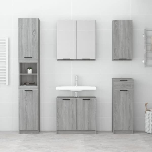 vidaXL væghængt badeværelsesskab 32x20x67 cm grå sonoma-eg