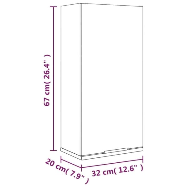 vidaXL væghængt badeværelsesskab 32x20x67 cm grå sonoma-eg