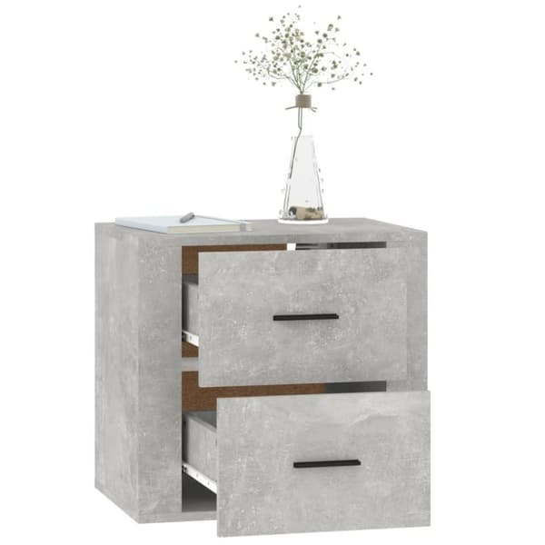 vidaXL væghængt sengebord 50x36x47 cm betongrå