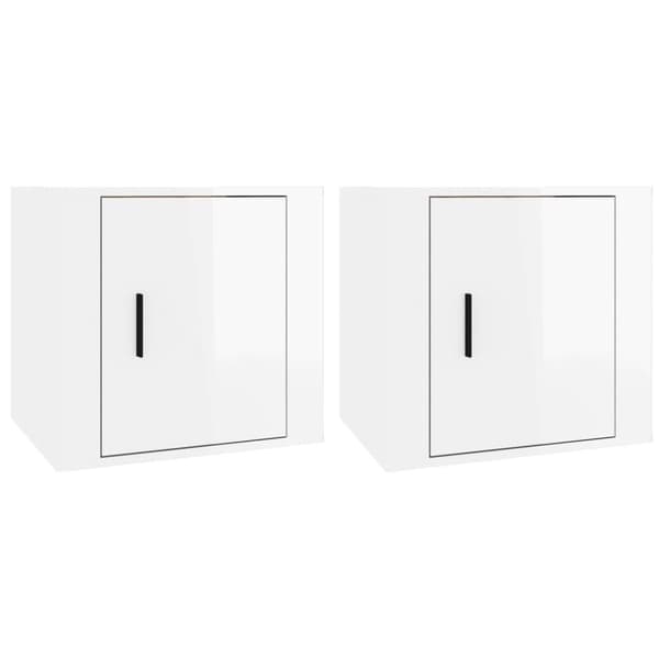 vidaXL Nattbord 2 stk høyglans hvit 50x39x47 cm