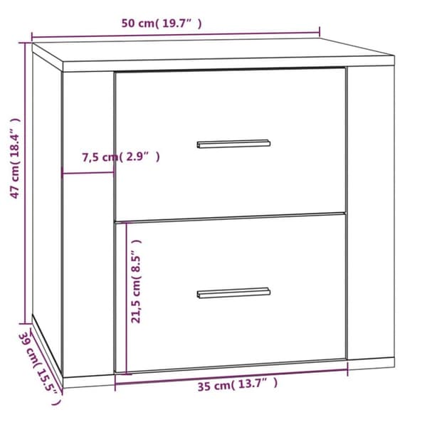 vidaXL Nattbord svart 50x39x47 cm