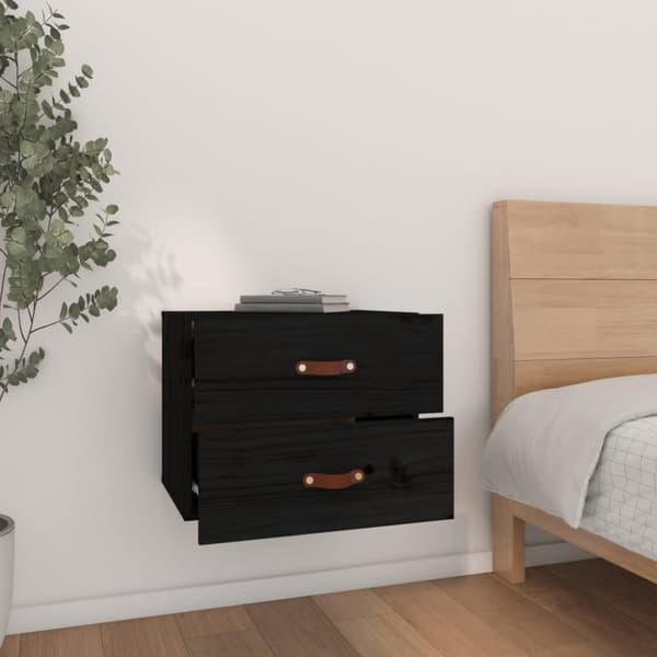 vidaXL Veggmonterte nattbord 2 stk svart 50x36x40 cm
