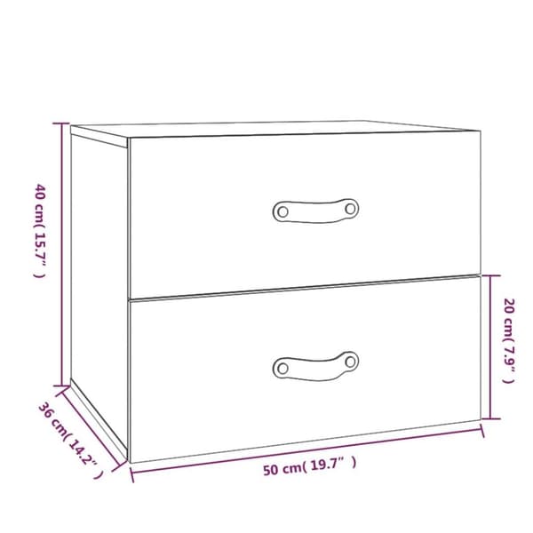 vidaXL Veggmonterte nattbord 2 stk svart 50x36x40 cm