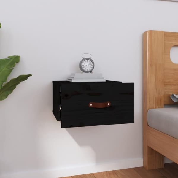 vidaXL Veggmontert nattbord svart 40x29,5x22 cm