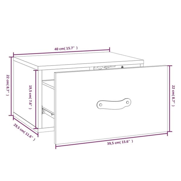 vidaXL Veggmontert nattbord svart 40x29,5x22 cm