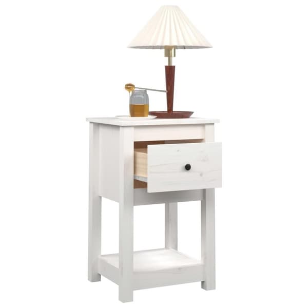 vidaXL Sängbord vit 40x35x61,5 cm massiv furu
