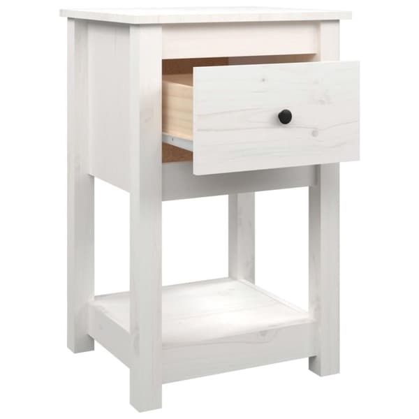 vidaXL Sängbord vit 40x35x61,5 cm massiv furu