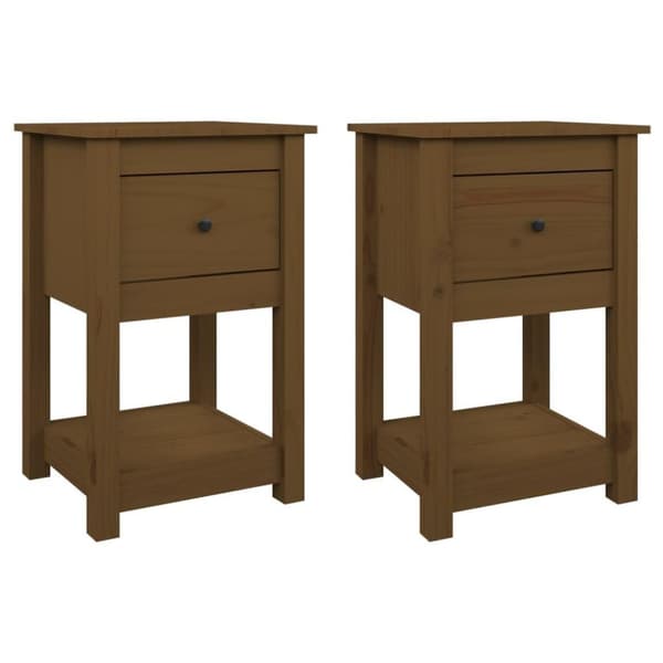 vidaXL Nattbord 2 stk honningbrun 40x35x61 cm heltre furu