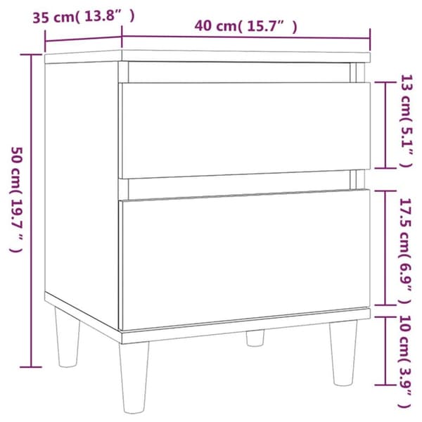 vidaXL Nattbord brun eik 40x35x50 cm