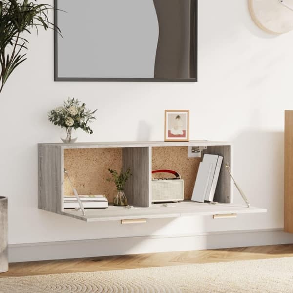 vidaXL Seinäkaappi harmaa Sonoma 100x36,5x35 cm tekninen puu