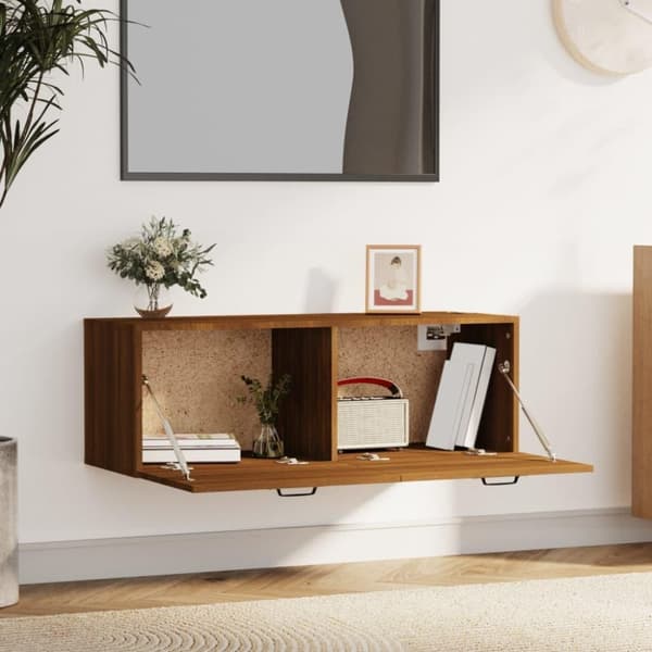 vidaXL vægskab 100x36,5x35 cm konstrueret træ brun egetræsfarve