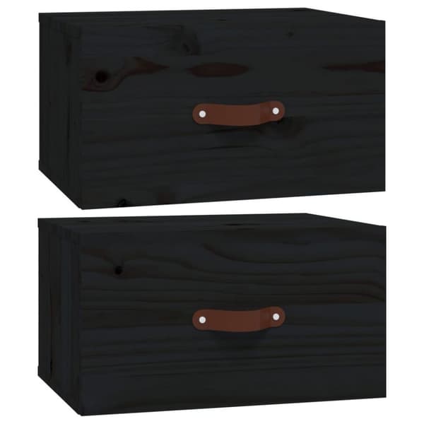vidaXL Seinäkiinnitettävät yöpöydät 2 kpl musta 40x29,5x22 cm