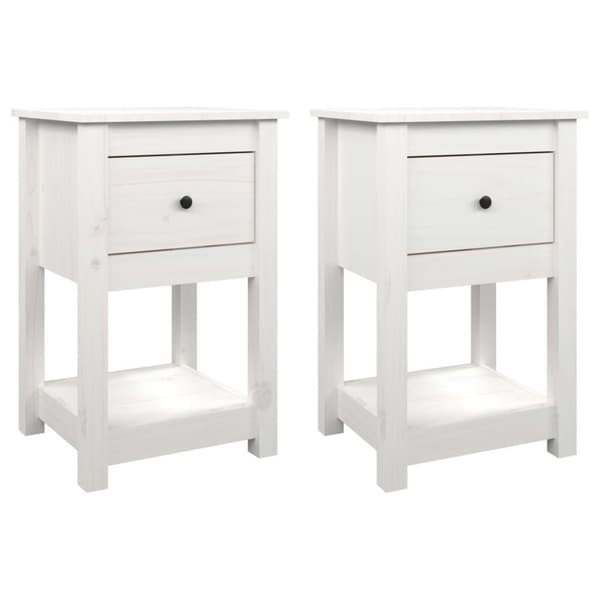 vidaXL sengeborde 2 stk. 40x35x61,5 cm massivt fyrretræ hvid
