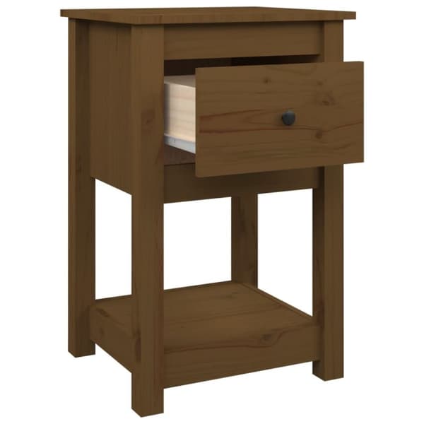 vidaXL sengebord 40x35x61,5 cm massivt fyrretræ gyldenbrun