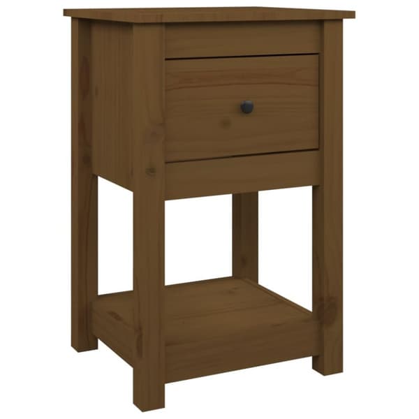 vidaXL sengebord 40x35x61,5 cm massivt fyrretræ gyldenbrun
