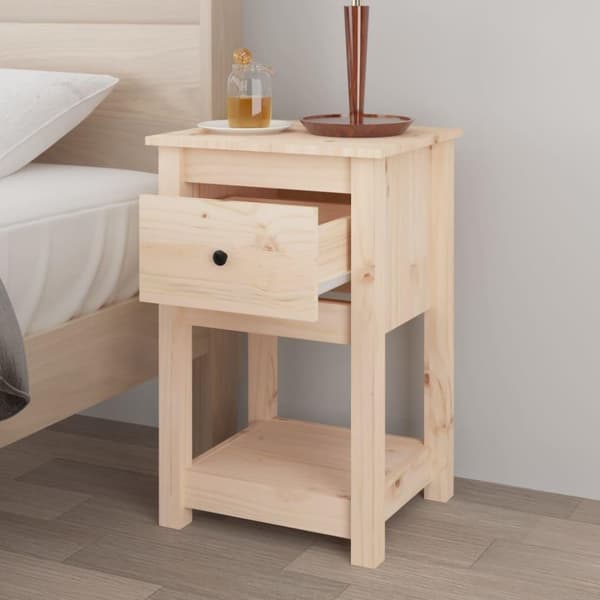vidaXL sengebord 40x35x61,5 cm massivt fyrretræ