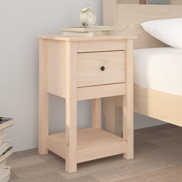 vidaXL sengebord 40x35x61,5 cm massivt fyrretræ