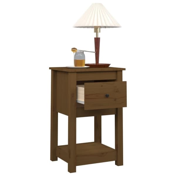 vidaXL sengeborde 2 stk. 40x35x61,5cm massivt fyrretræ gyldenbrun