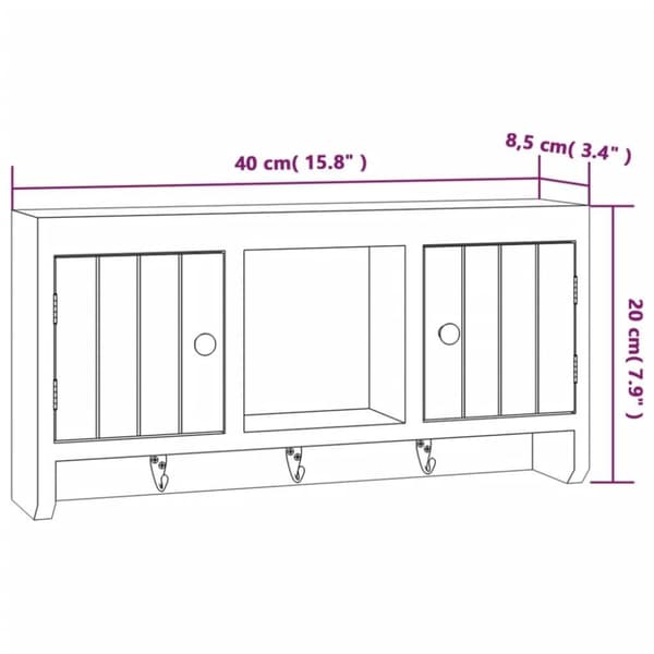 vidaXL nøgleskab 40x8,5x20 cm konstrueret træ og stål hvid