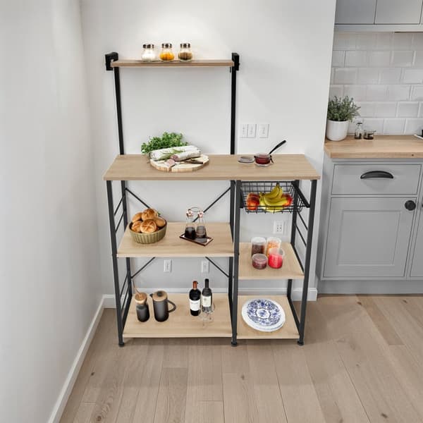 Køkkenhylde Crawley 90x40x131,5cm - Industrielt lyst træ, egetræ Sonoma