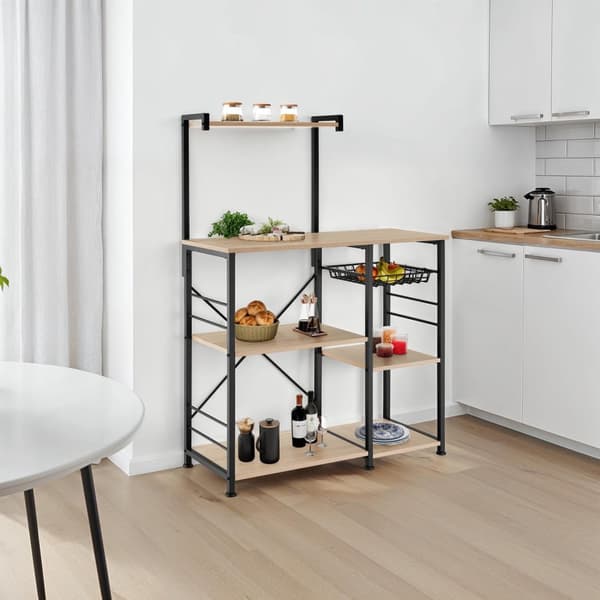 Køkkenhylde Crawley 90x40x131,5cm - Industrielt lyst træ, egetræ Sonoma