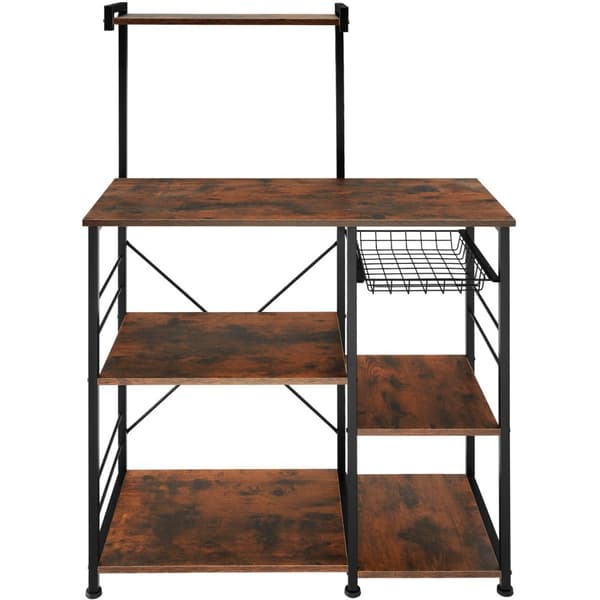 Køkkenhylde Crawley 90x40x131,5cm - Industrielt mørkt træ, rustikt