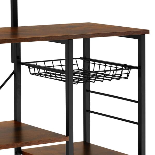 Køkkenhylde Crawley 90x40x131,5cm - Industrielt mørkt træ, rustikt