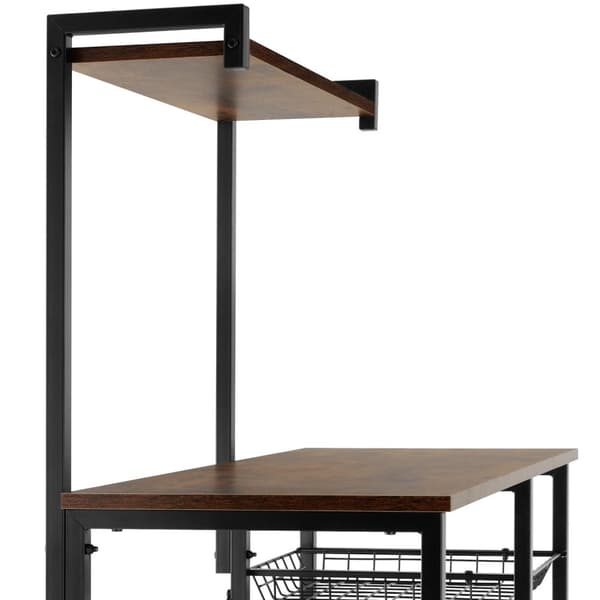 Køkkenhylde Crawley 90x40x131,5cm - Industrielt mørkt træ, rustikt