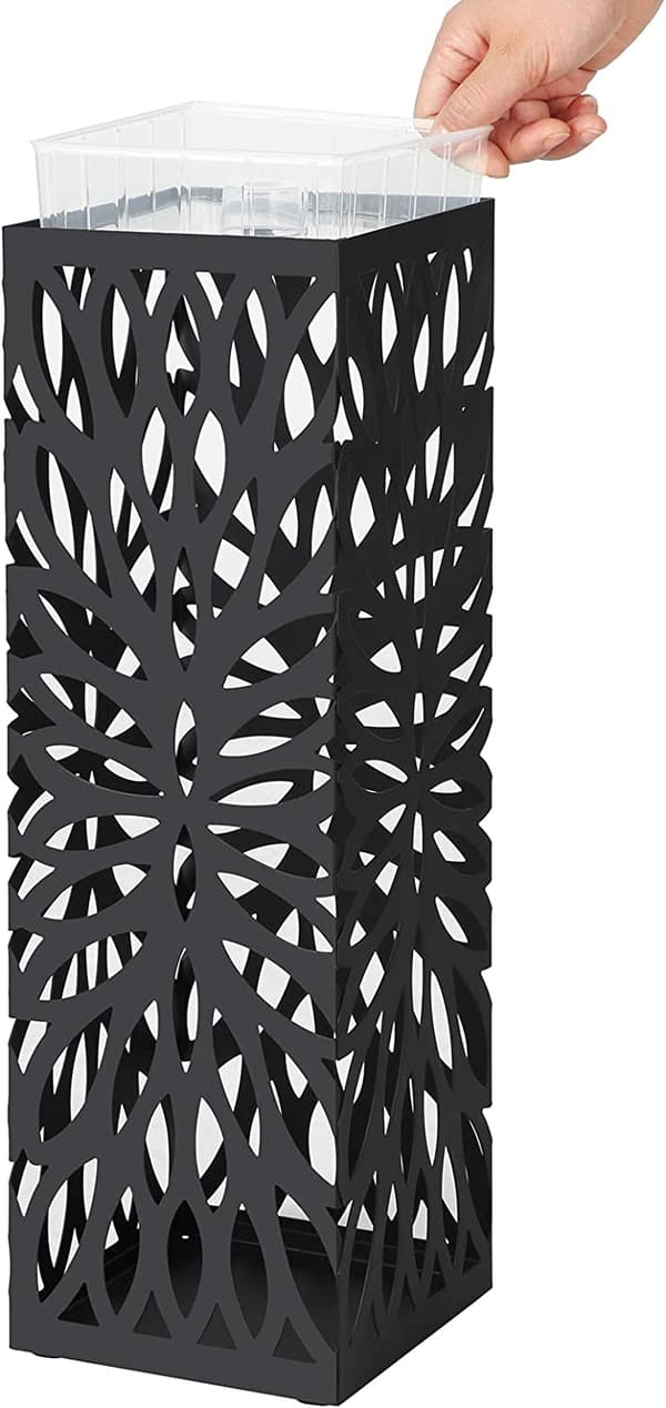 Paraplyställ i Metall 15,5x15,5x 49 cm Med 4 Krokar