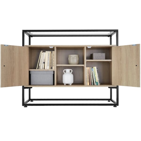 Skænk Oldham 100x38x80,5cm - Industrielt lyst træ, egetræ Sonoma