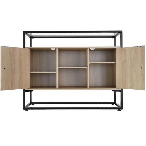Skænk Oldham 100x38x80,5cm - Industrielt lyst træ, egetræ Sonoma