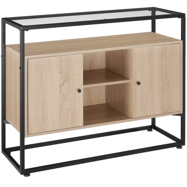 Skænk Oldham 100x38x80,5cm - Industrielt lyst træ, egetræ Sonoma