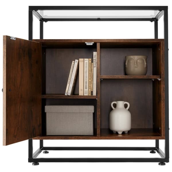 Kommode Conventry 70x38x80,5cm - Industrielt mørkt træ, rustikt