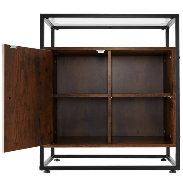 Kommode Conventry 70x38x80,5cm - Industrielt mørkt træ, rustikt