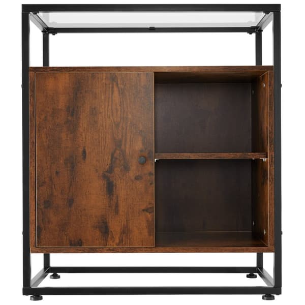 Kommode Conventry 70x38x80,5cm - Industrielt mørkt træ, rustikt