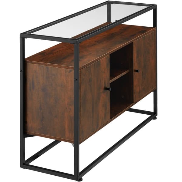 Skænk Oldham 100x38x80,5cm - Industrielt mørkt træ, rustikt