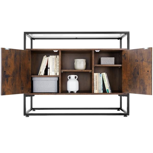 Skænk Oldham 100x38x80,5cm - Industrielt mørkt træ, rustikt