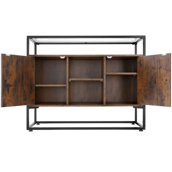 Skænk Oldham 100x38x80,5cm - Industrielt mørkt træ, rustikt