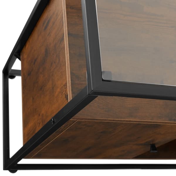 Skænk Oldham 100x38x80,5cm - Industrielt mørkt træ, rustikt
