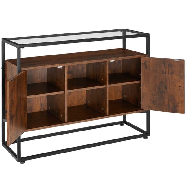 Skænk Oldham 100x38x80,5cm - Industrielt mørkt træ, rustikt