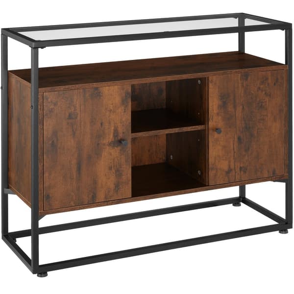 Skænk Oldham 100x38x80,5cm - Industrielt mørkt træ, rustikt