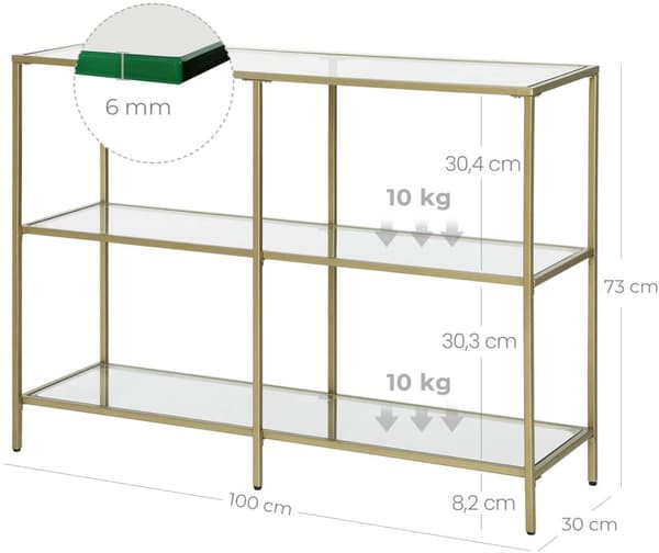 Konsolbord lyx Guld 100 x 30 x 73 cm 3 våningar