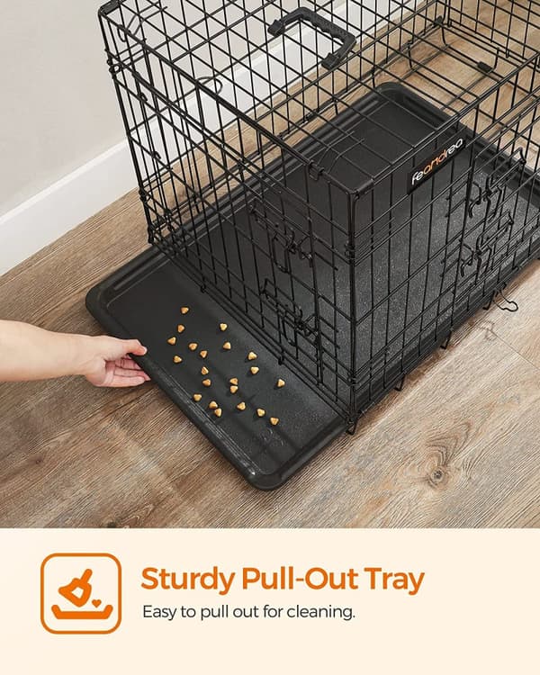 Hundbur XXL metall 122 x 7 x 80,5 cm med två dörrar - Svart