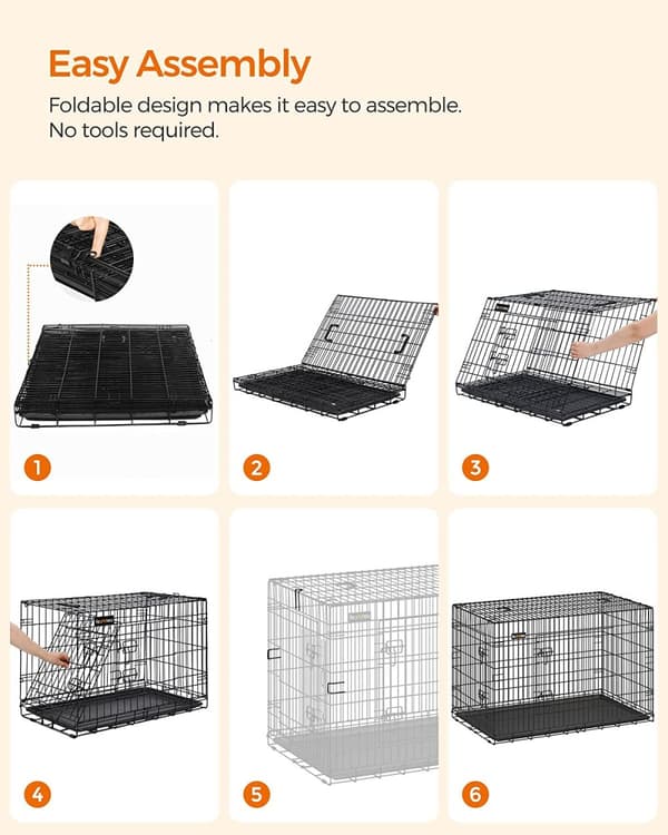 Hundbur XXL metall 122 x 7 x 80,5 cm med två dörrar - Svart