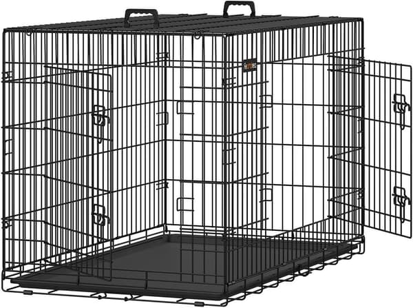 Hundbur XXL metall 122 x 7 x 80,5 cm med två dörrar - Svart