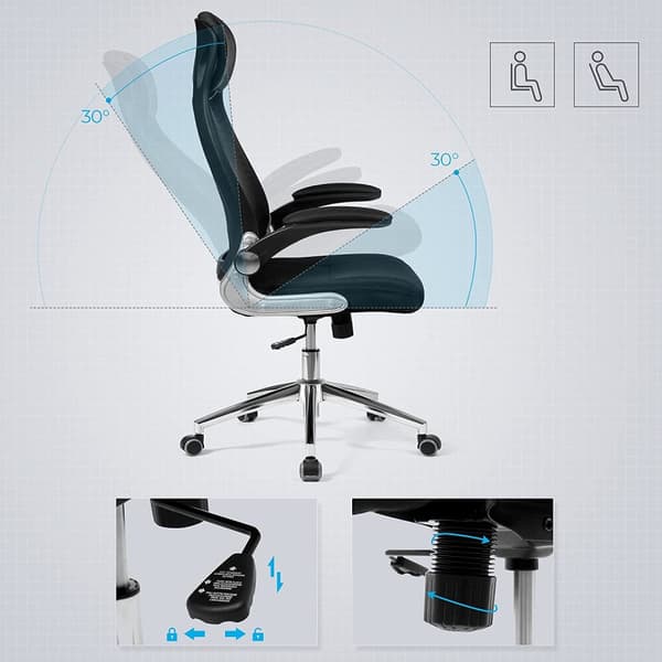 Ergonomisk kontorsstol med nackstöd, flexibel armstöd, lutning